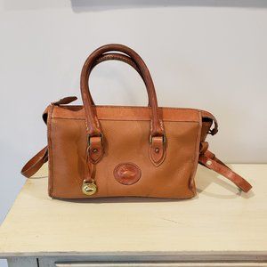 Vintage 1980s Authentic Dooney & Bourke Leather Satchel Purse w/ Shoulder Strap